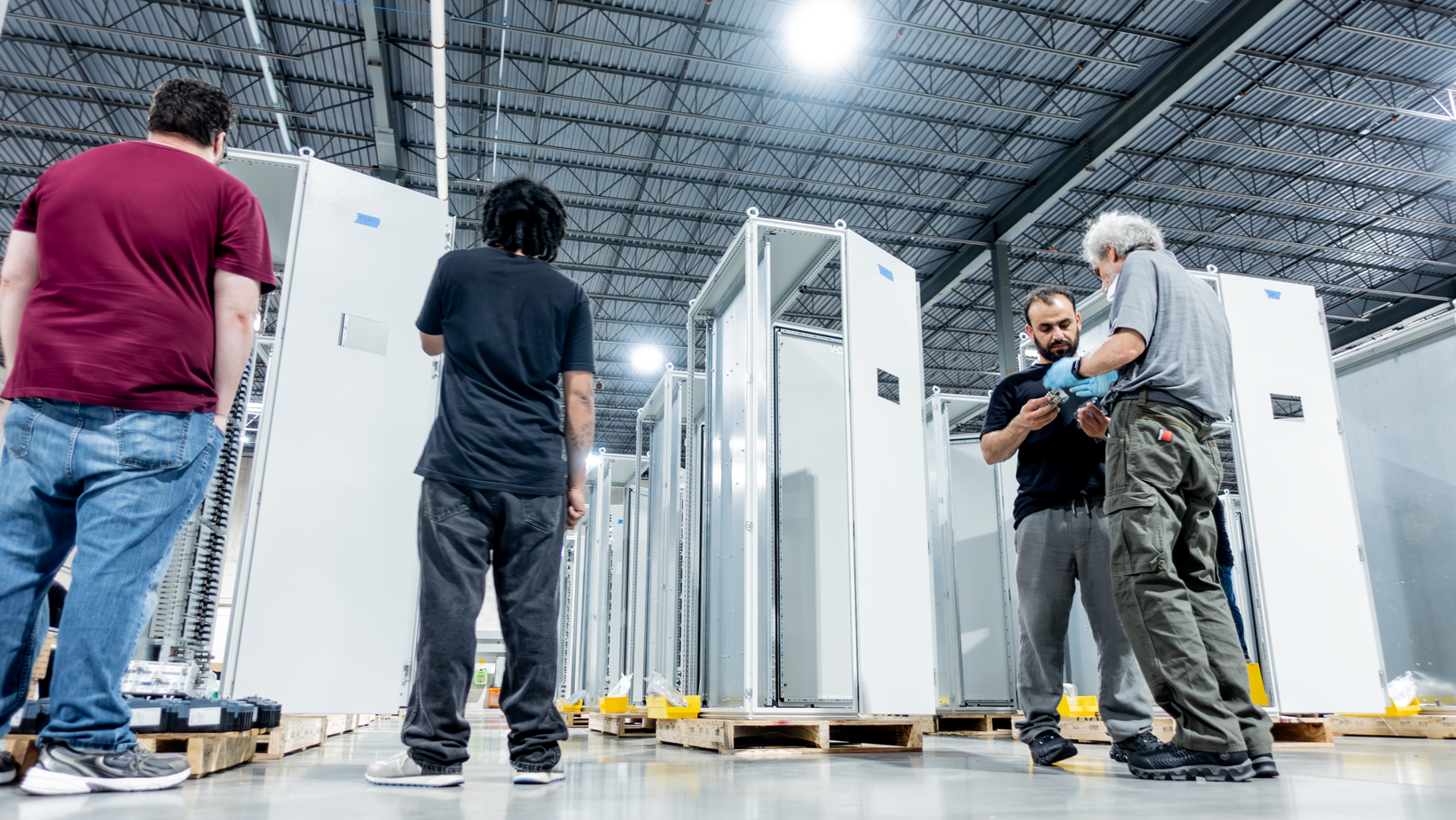 Breaker-agnostic OpenSelect panel interior during production with interchangeable breakers